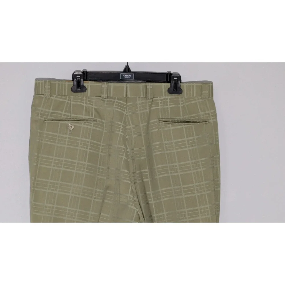 Falcone Vintage Olive Green Windowpane 7 Button Zoot Suit 44L 38W 1920s Styled